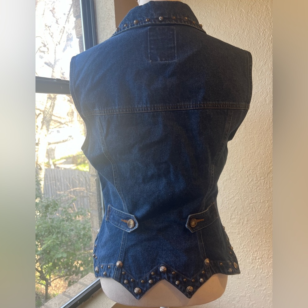 HAIRSTON ROBERSON Ropa Medium Embroidered Velvet Denim Western Vest Vintage - Picture 3 of 11